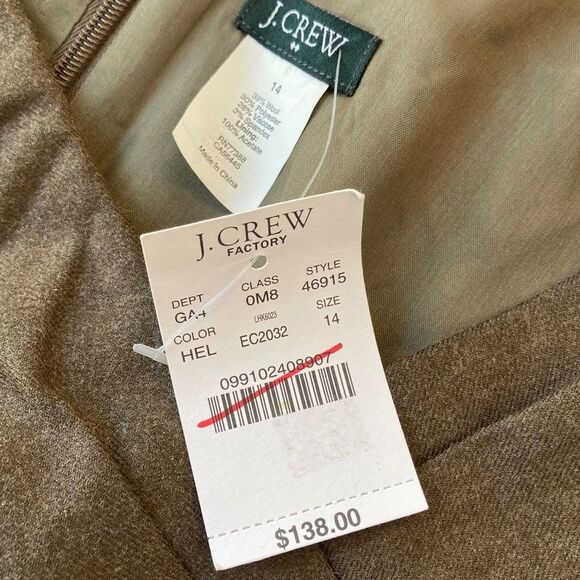 J. Crew Crepe Origami Sheath Dress Women’s 14 Brown Wool Blend Retro Office - Picture 9 of 11